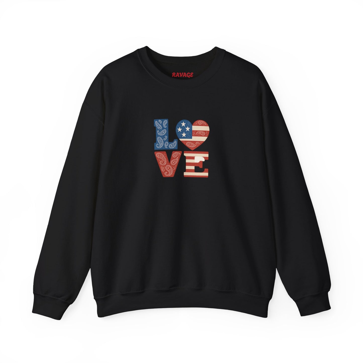 Patriotic Love Sweatshirt | Unisex Crewneck, Cozy Top for Celebrations, Gifts, Independence Day, Casual Style, Everyday Comfort