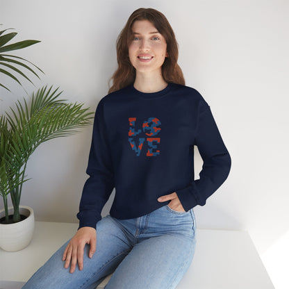 Patriotic Love Sweatshirt | Unisex Crewneck, Cozy Top for Celebrations, Gifts, Independence Day, Casual Style, Everyday Comfort