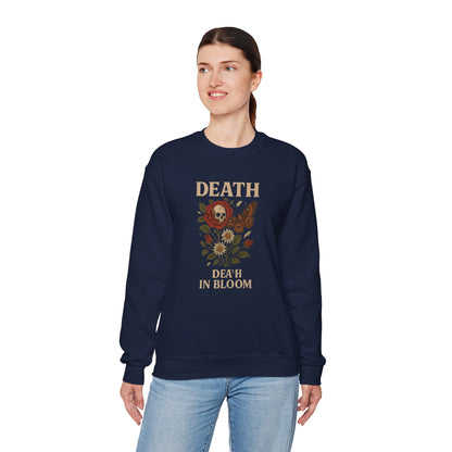 DEATH IN BLOOM Unisex Crewneck Sweatshirt – Heavy Blend Pullover for Casual Wear | Cozy Streetwear Gift for Her, Feminist Fashion Statement