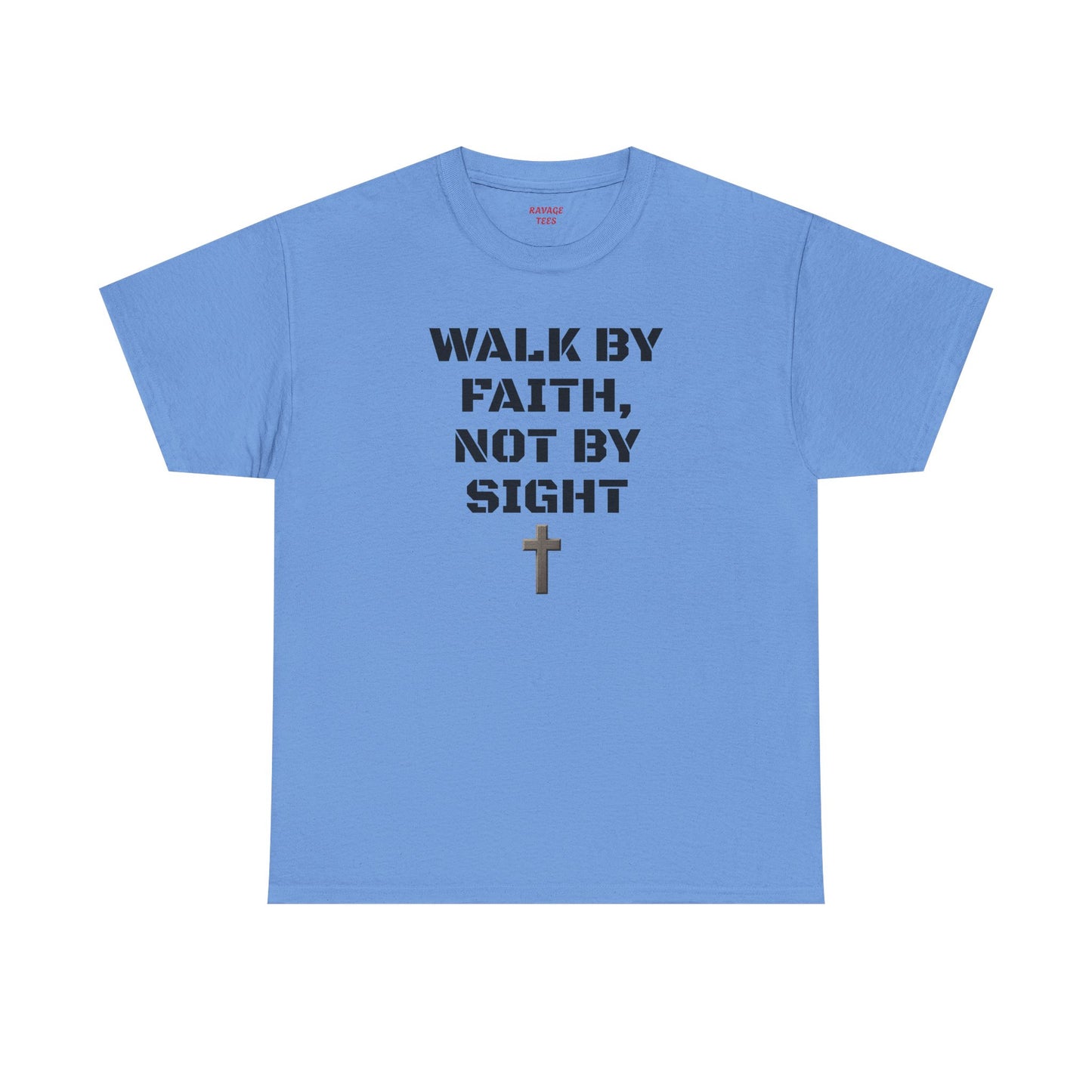 "Walk By Faith" Tee: Christian Bible Verse Unisex Heavy Cotton Shirt