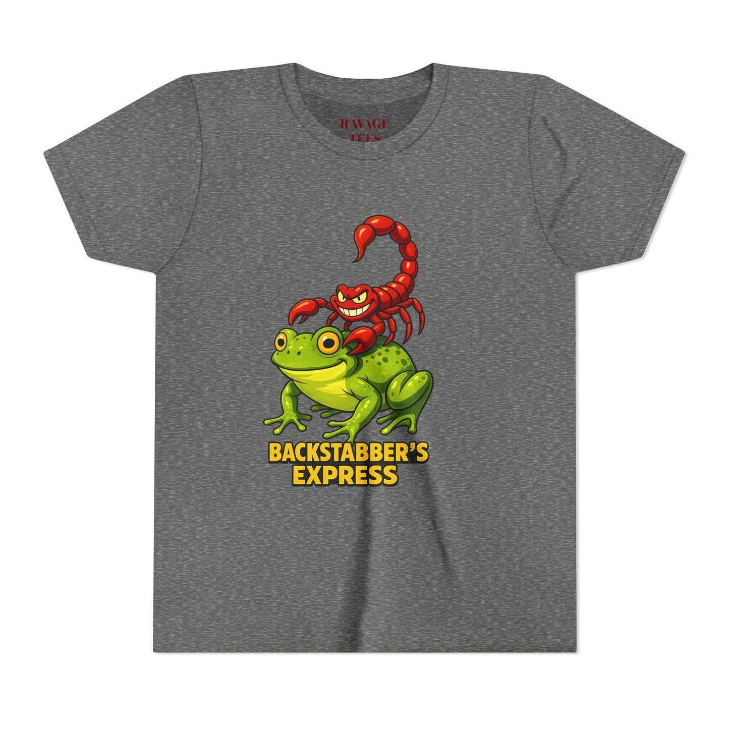 Youth Tee - "Backstabber's Express" Frog & Scorpion Graphic