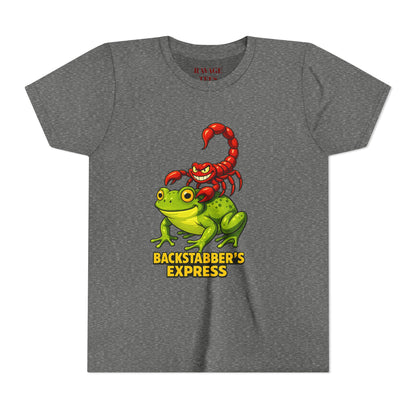 Youth Tee - "Backstabber's Express" Frog & Scorpion Graphic
