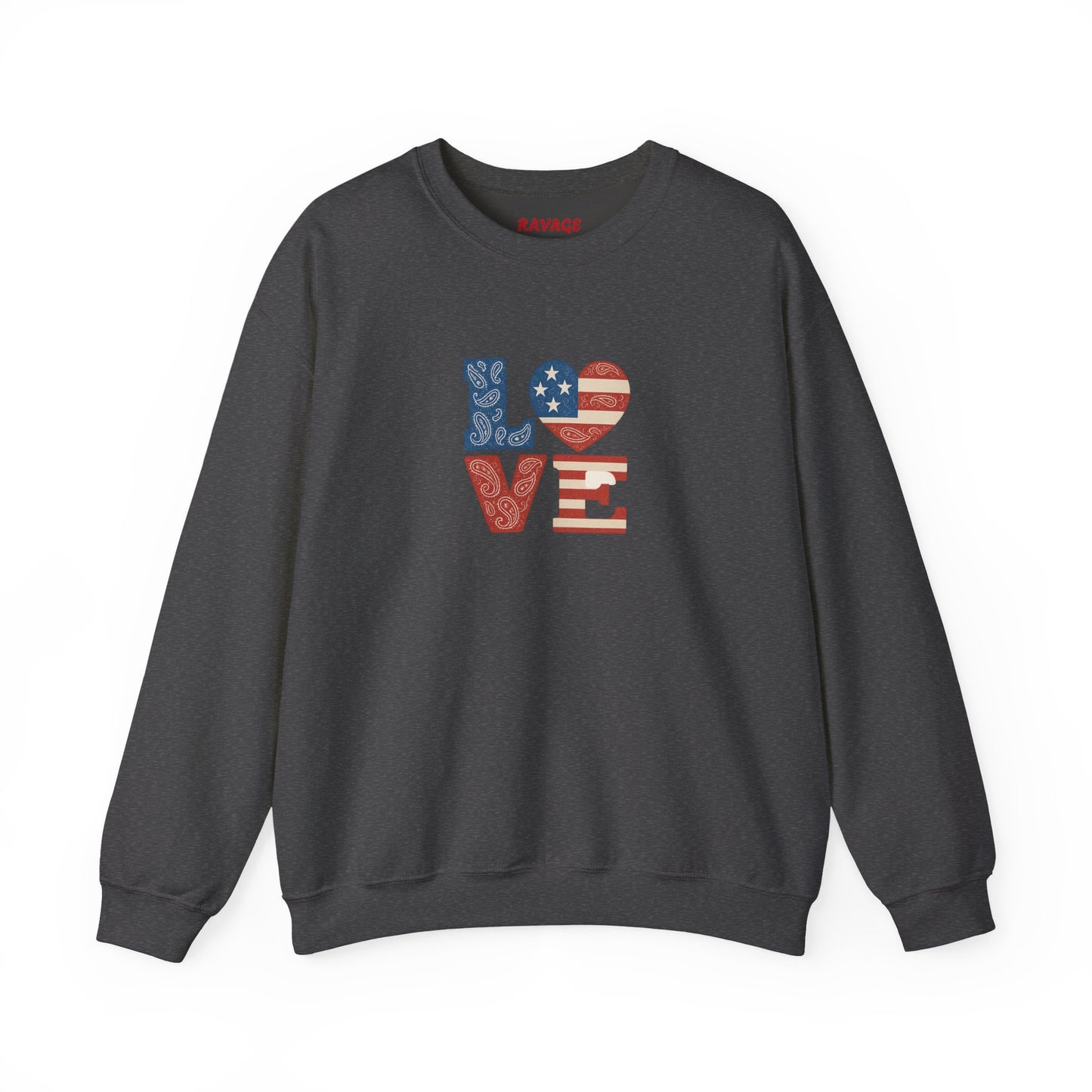 Patriotic Love Sweatshirt | Unisex Crewneck, Cozy Top for Celebrations, Gifts, Independence Day, Casual Style, Everyday Comfort