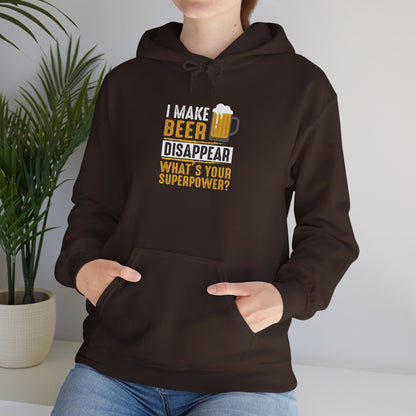 I Make Beer Disappear What's Your Superpower Unisex Beer Superpower Tee | Funny Hoodie for Beer Lovers, Gift for Him, Party Wear, Birthday Present, Humor Clothing