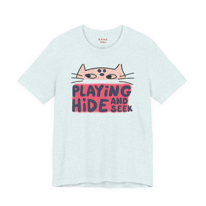Playing Hide and Seek Cat T-Shirt — Cute Graphic Tee for Cat Lovers