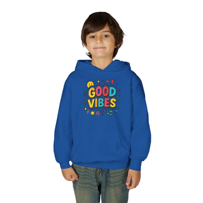 Kids Good Vibes Hoodie – Fun Graphic Sweatshirt with Positive Message, Cozy Casual Outfit, Birthday Gift for Children