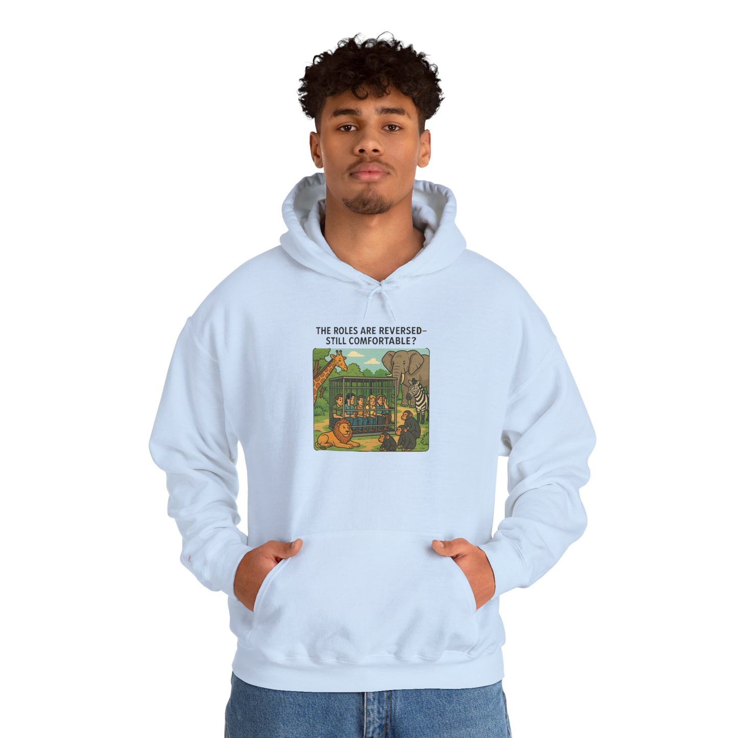 The Roles are Reversed- Are You Comfortable-Comfy Graphic Hoodie for Cozy Days, Unisex Heavy Blend Sweatshirt with Quirky Art, Perfect for Fall, Winter, Gifting, Casual Wear