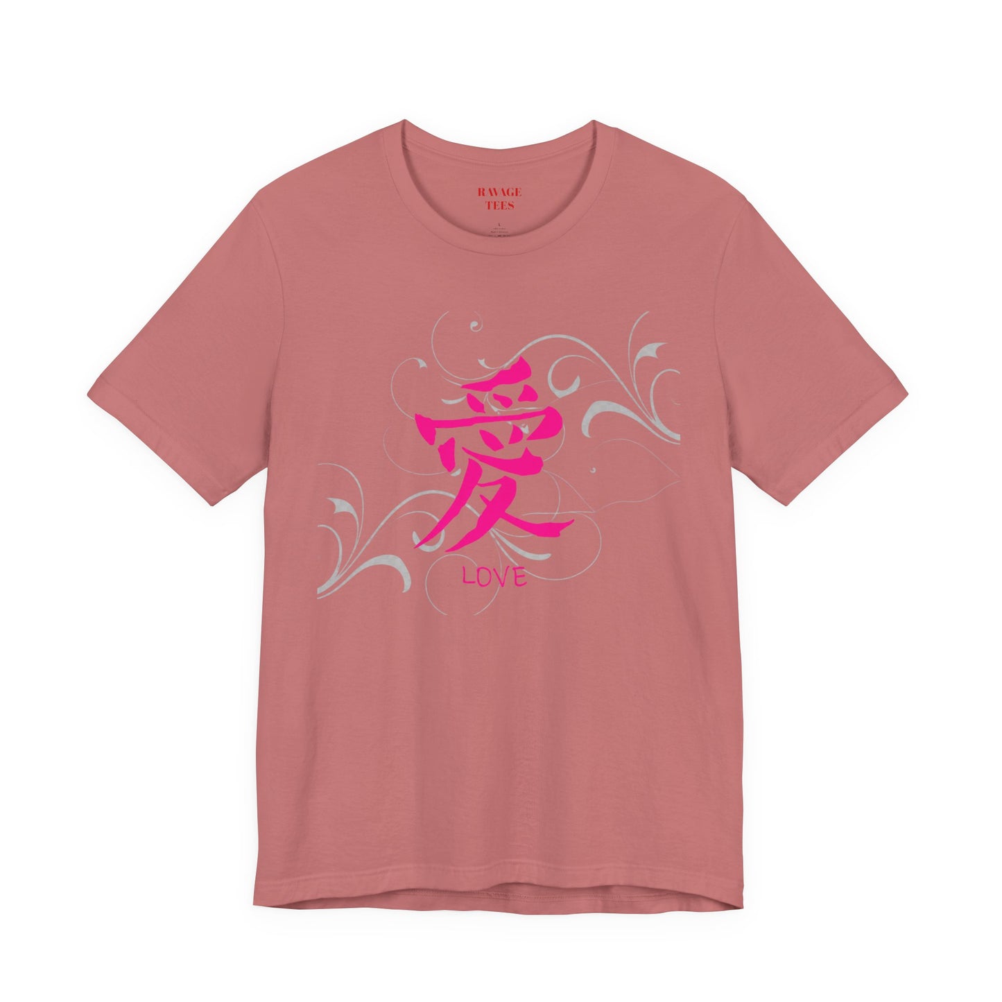 Love Kanji — Pink Asian Calligraphy Tee