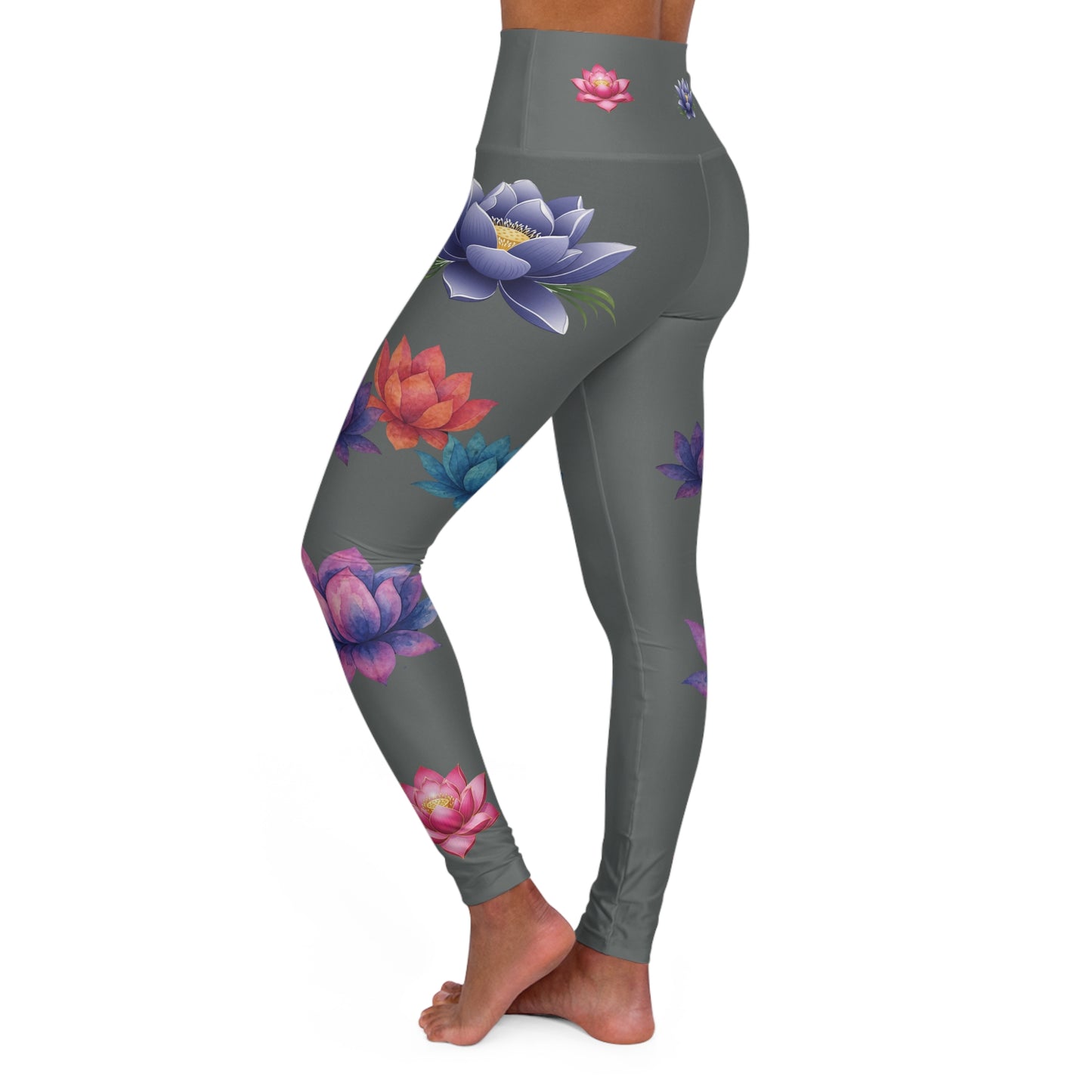 Watercolor Lotus High Waisted Yoga Leggings
