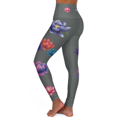 Watercolor Lotus High Waisted Yoga Leggings