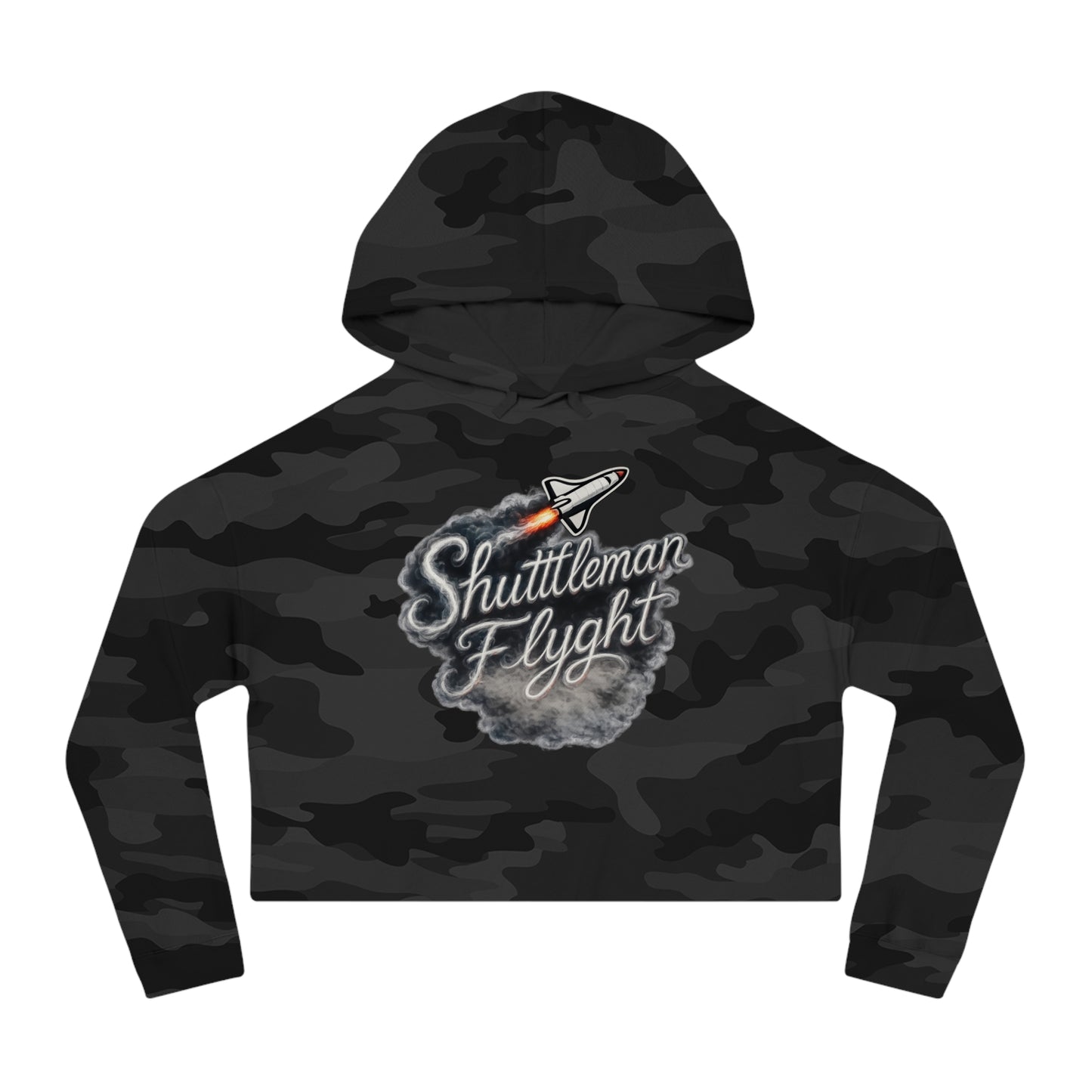 Cropped Hoodie - "Shuttleman Flight" Rocket Graphic