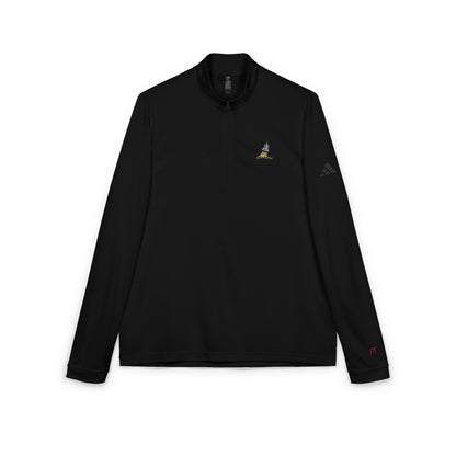 Embroidered Quarter‑Zip Pullover — White adidas® Performance Top