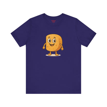 Happy Cheesy Square Character T-Shirt | Cute Cartoon Cheese Tee