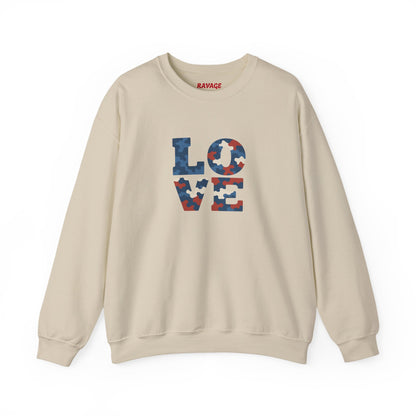 Patriotic Love Sweatshirt | Unisex Crewneck, Cozy Top for Celebrations, Gifts, Independence Day, Casual Style, Everyday Comfort