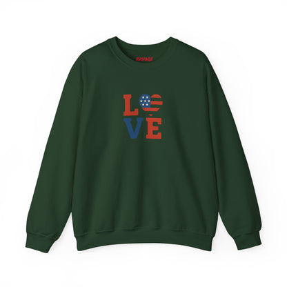 Patriotic Love Sweatshirt | Unisex Crewneck, Cozy Top for Celebrations, Gifts, Independence Day, Casual Style, Everyday Comfort