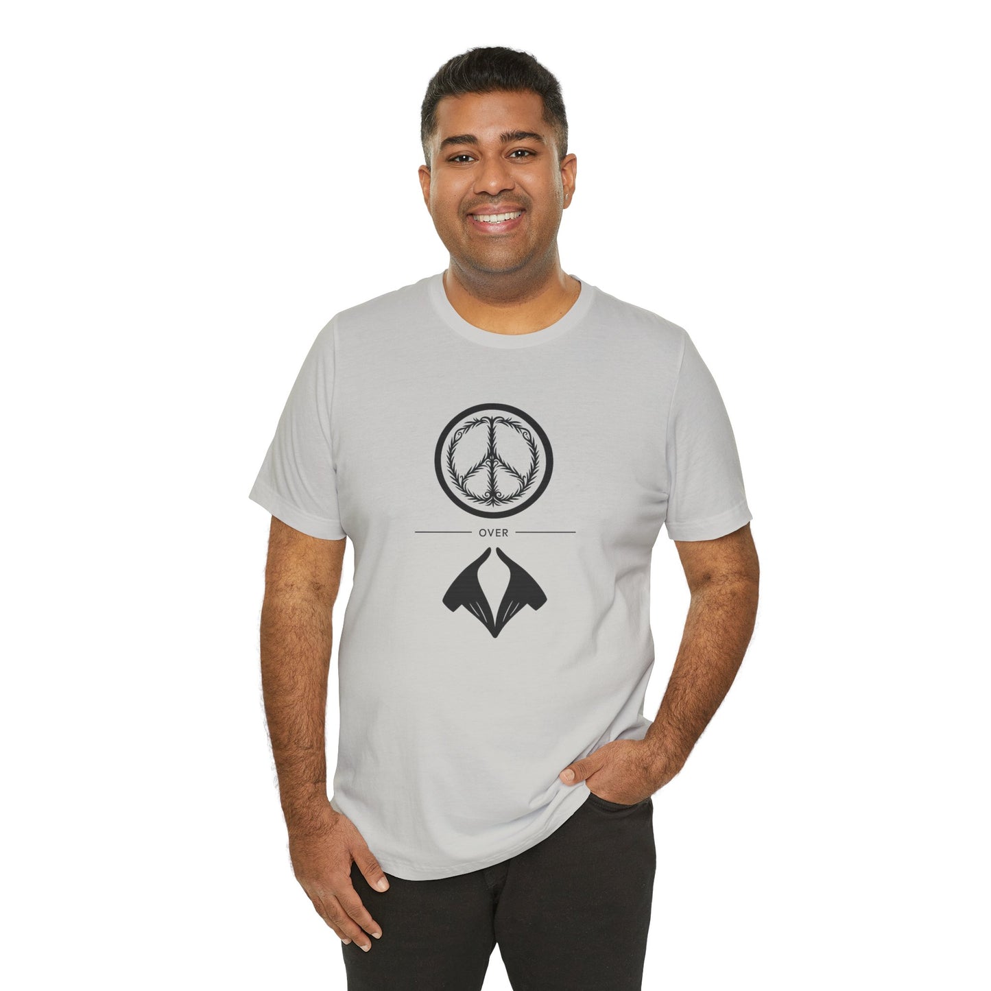 Peace Sign Unisex Jersey Tee, Casual Wear, Gift for Friends, Summer Fashion, Festival Outfit, Eco-Friendly Apparel