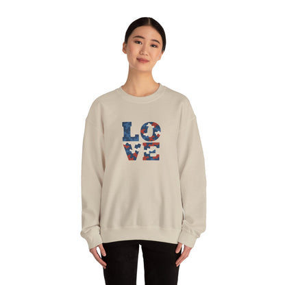 Patriotic Love Sweatshirt | Unisex Crewneck, Cozy Top for Celebrations, Gifts, Independence Day, Casual Style, Everyday Comfort