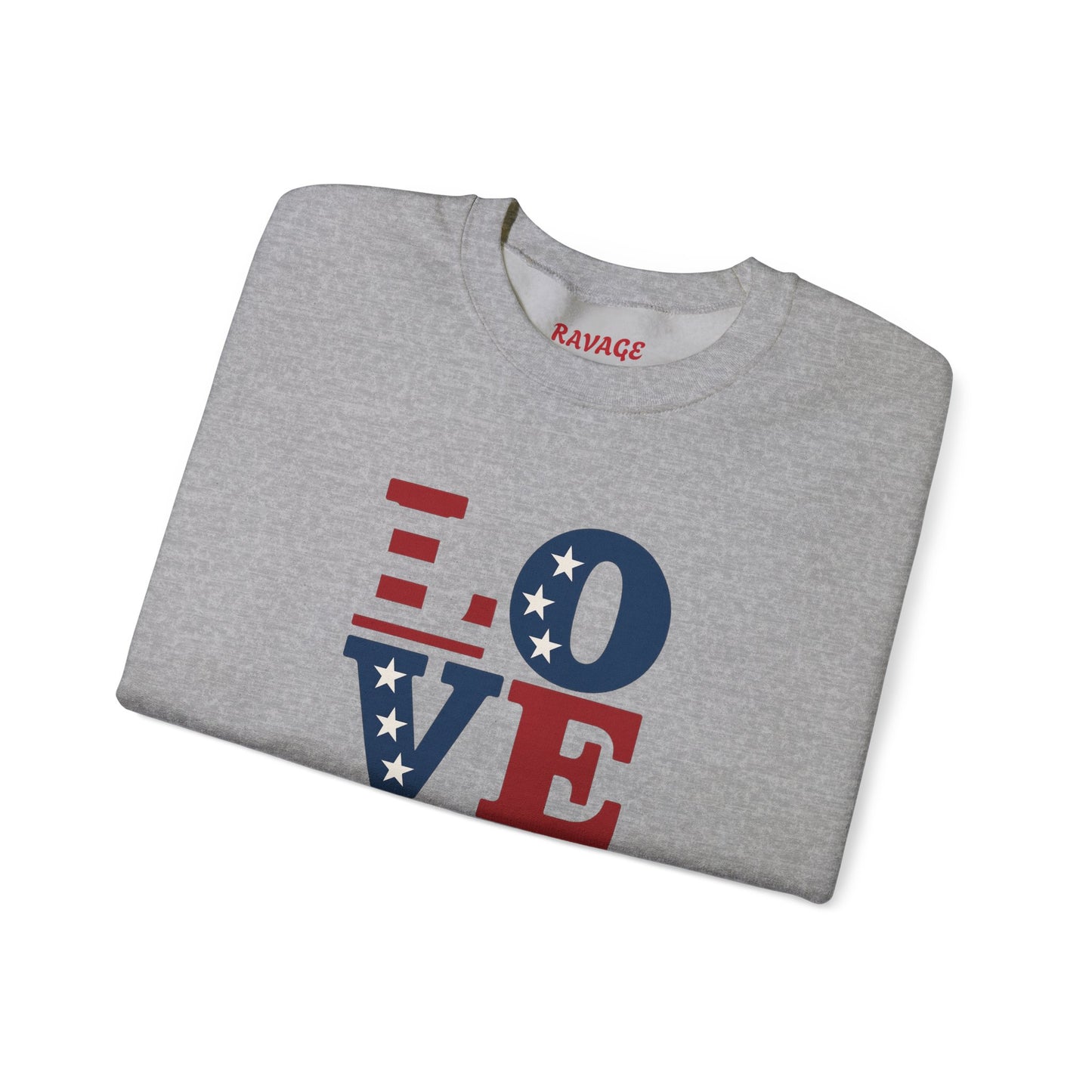 Patriotic Love Sweatshirt | Unisex Crewneck, Cozy Top for Celebrations, Gifts, Independence Day, Casual Style, Everyday Comfort