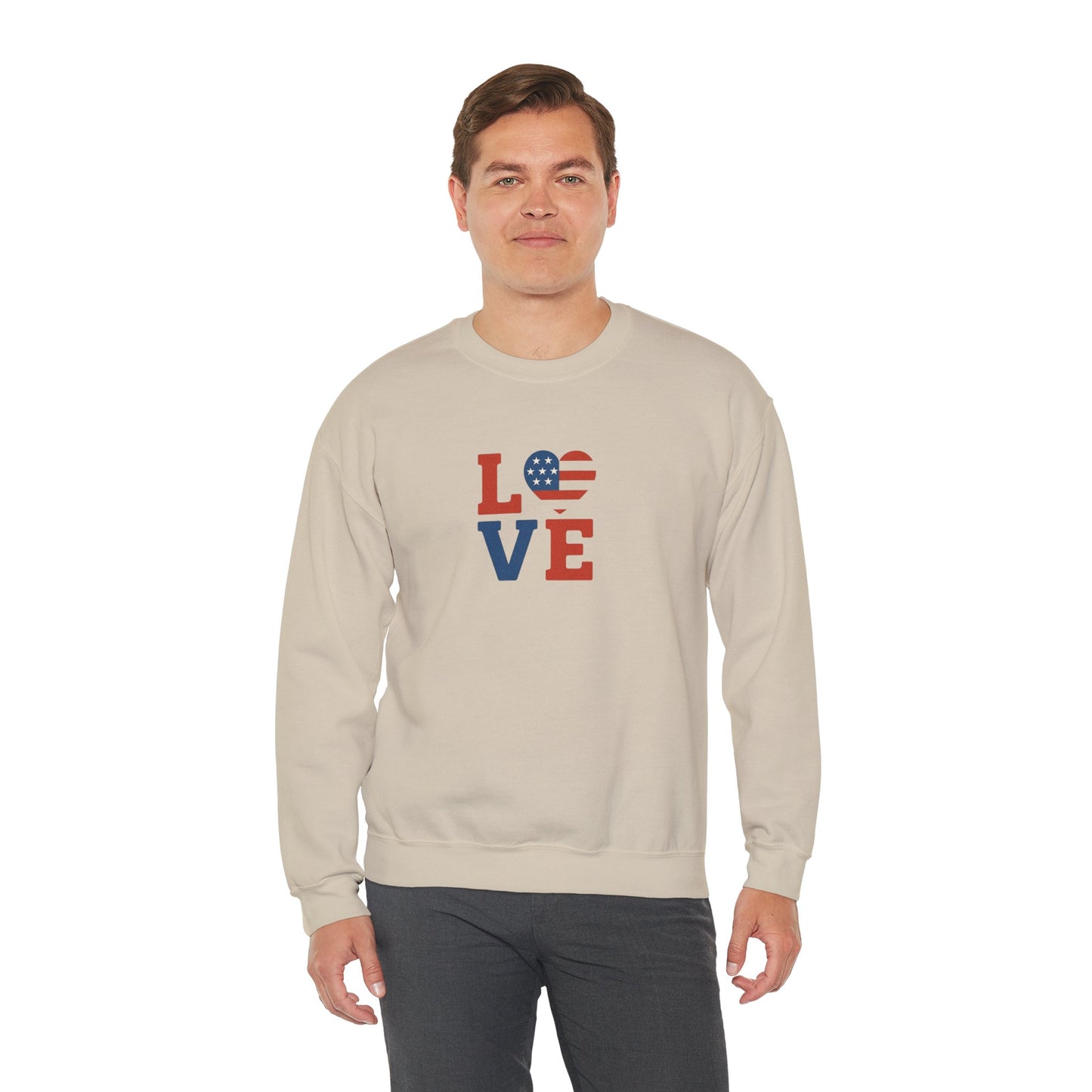 Patriotic Love Sweatshirt | Unisex Crewneck, Cozy Top for Celebrations, Gifts, Independence Day, Casual Style, Everyday Comfort
