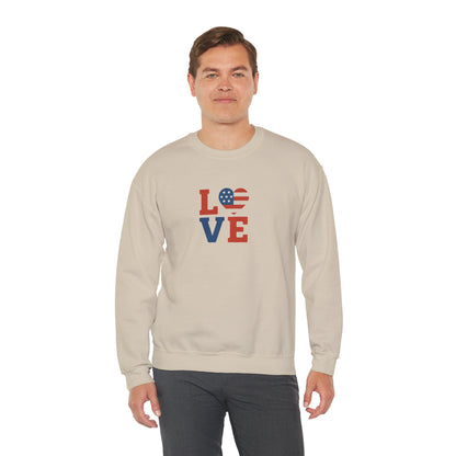 Patriotic Love Sweatshirt | Unisex Crewneck, Cozy Top for Celebrations, Gifts, Independence Day, Casual Style, Everyday Comfort