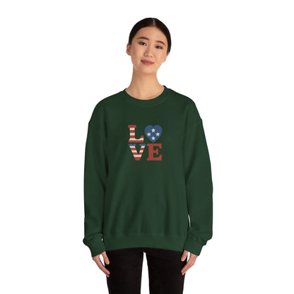 Patriotic Love Sweatshirt | Unisex Crewneck, Cozy Top for Celebrations, Gifts, Independence Day, Casual Style, Everyday Comfort