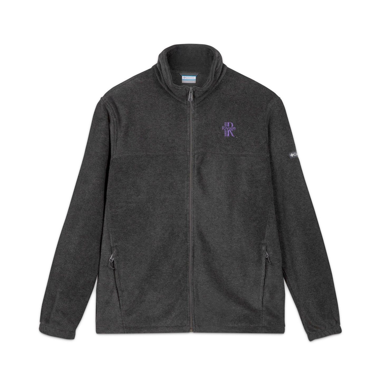 Ravage Charcoal Fleece Jacket — Purple Embroidered Logo