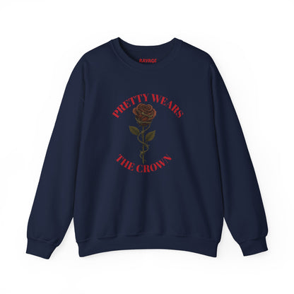 PRETTY WEAR THE CROWN Unisex Crewneck Sweatshirt – Heavy Blend Pullover for Casual Wear | Cozy Streetwear Gift for Her, Feminist Fashion Statement