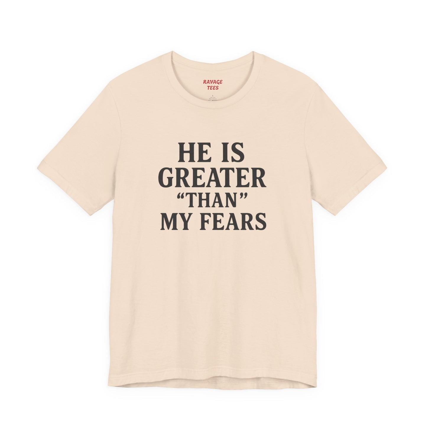 "He Is Greater Than My Fears" Christian Faith Cross T-Shirt