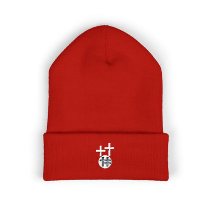 Calvary Cross Embroidered Cuffed Beanie with Unique Design, Cozy Winter Hat, Unisex Knit Cap, Perfect Gift for Him or Her, Trendy Beanie for Casual Wear