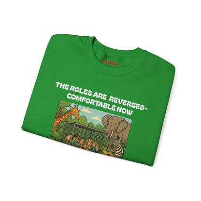 Reversal of Roles-Fun Animal Crewneck Sweatshirt, Unisex Sweatshirt