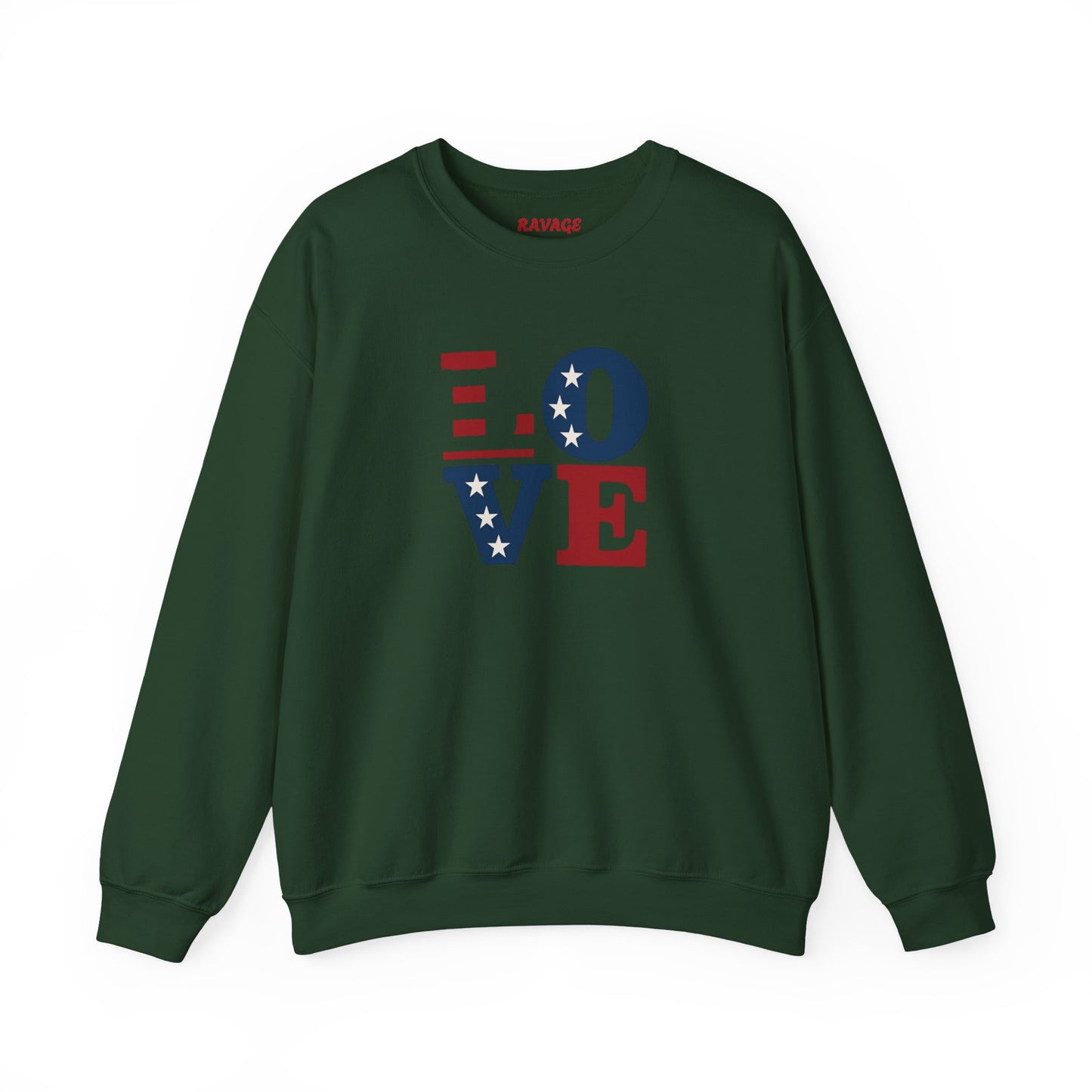 Patriotic Love Sweatshirt | Unisex Crewneck, Cozy Top for Celebrations, Gifts, Independence Day, Casual Style, Everyday Comfort