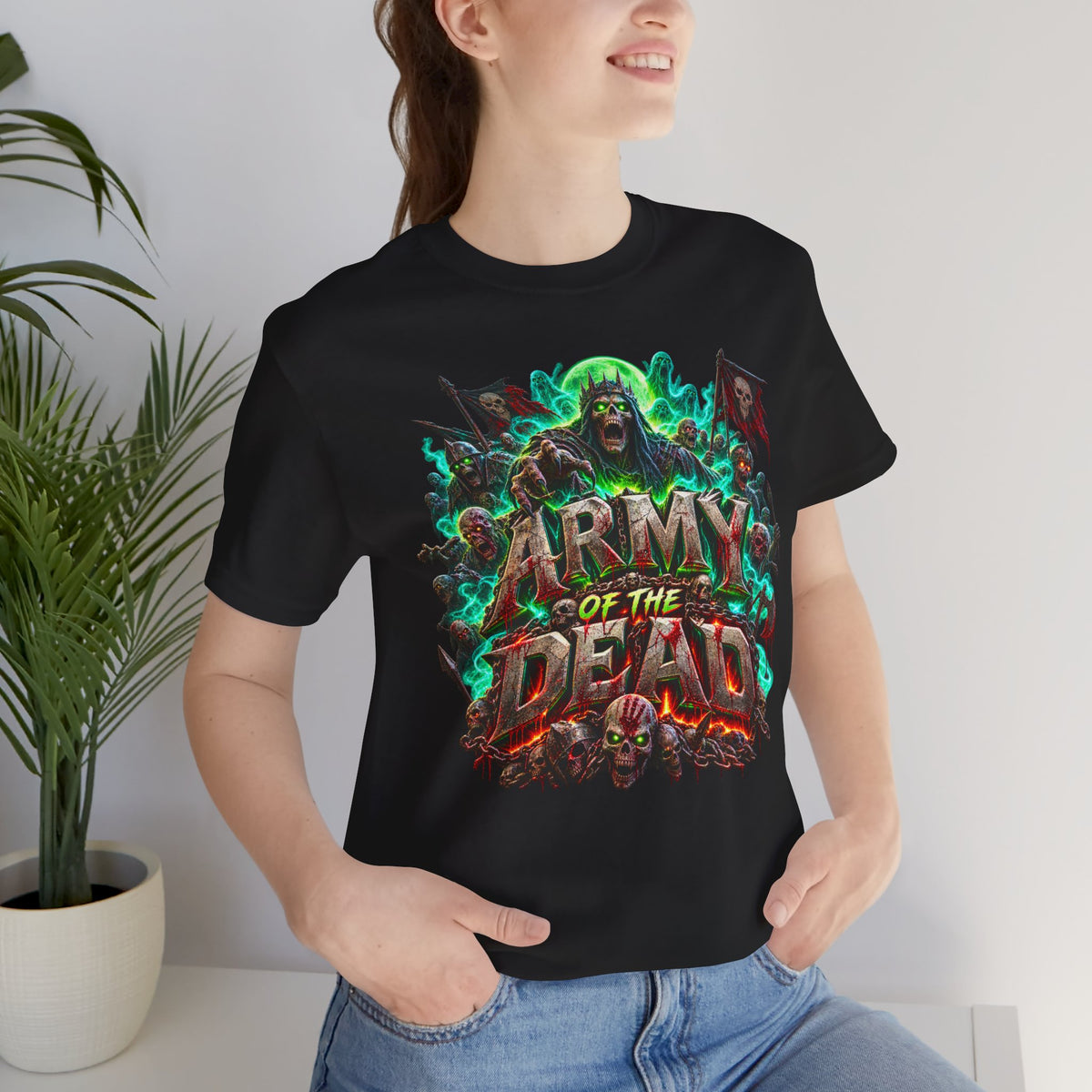 Army of the Dead Graphic T-Shirt – Neon Zombie Horror Tee