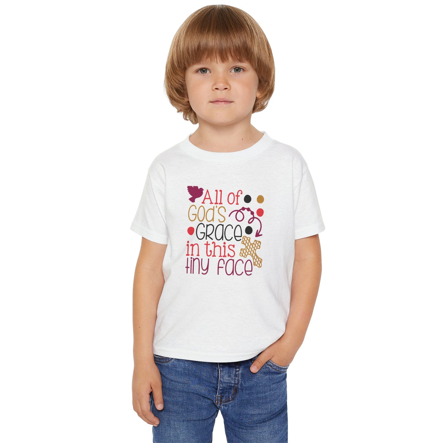 Toddler T-Shirt — "All of God's Grace in This Tiny Face" Cute Faith Baby Tee