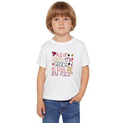 Toddler T-Shirt — "All of God's Grace in This Tiny Face" Cute Faith Baby Tee