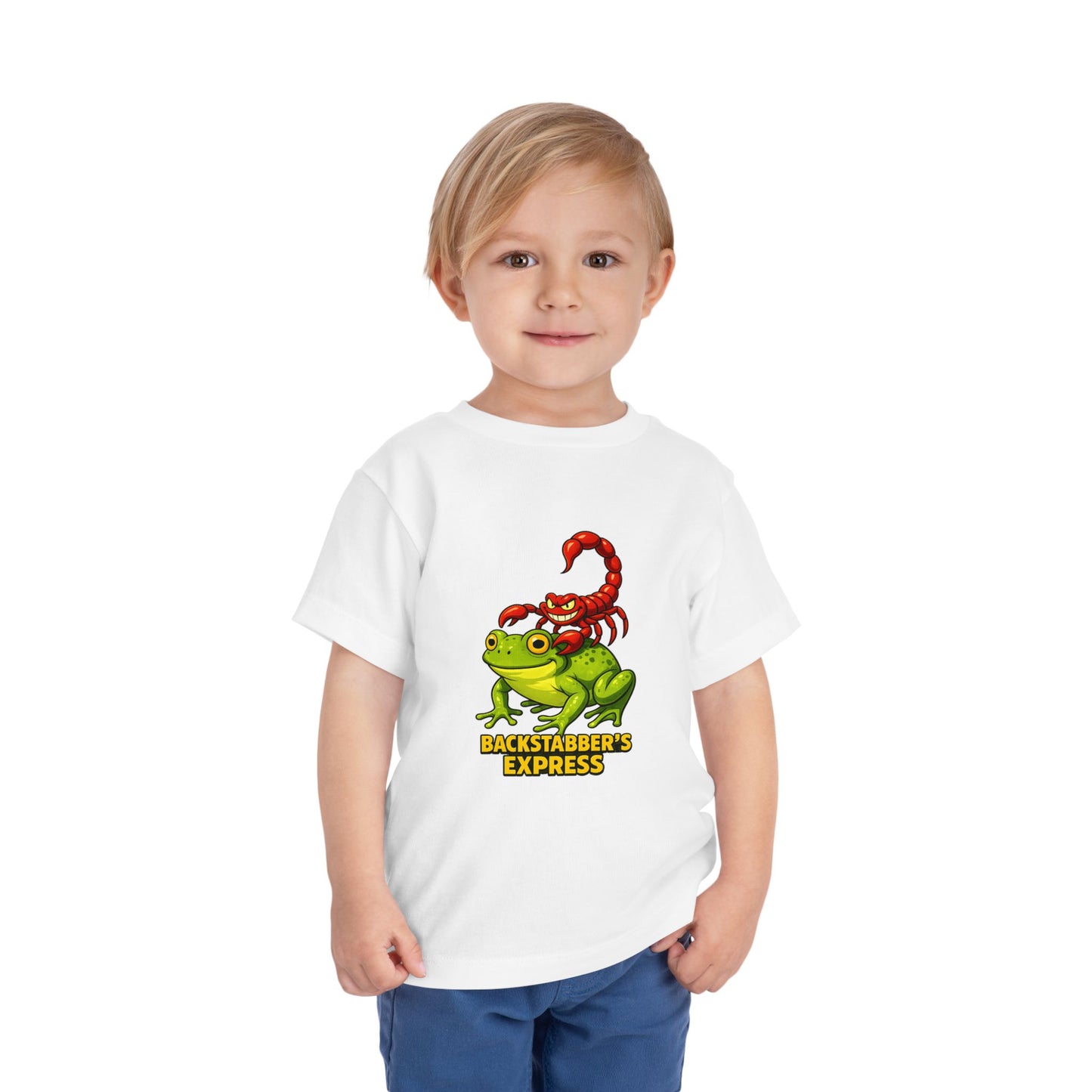 Toddler Tee — 'Backstabber's Express' Scorpion & Frog Funny Kids Shirt