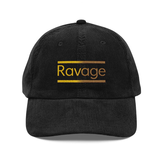 Vintage Corduroy Cap — Embroidered "Ravage" Logo Dad Hat