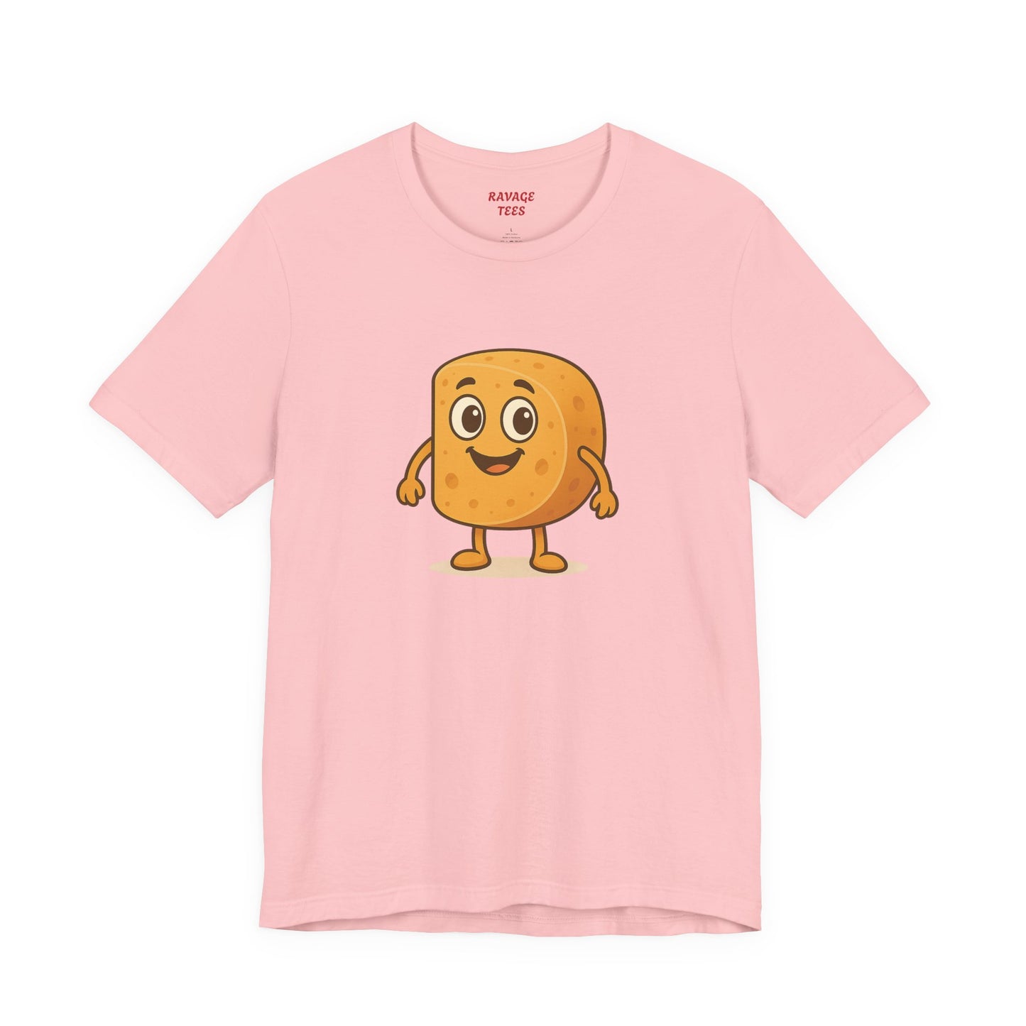 Happy Cheesy Square Character T-Shirt | Cute Cartoon Cheese Tee