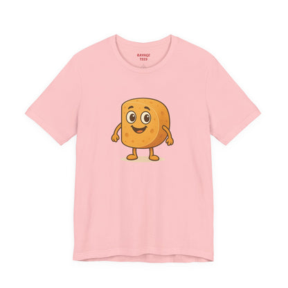 Happy Cheesy Square Character T-Shirt | Cute Cartoon Cheese Tee