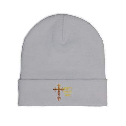 Embroidered Faith Beanie - Cozy Knit Hat for Winter, Inspirational Accessory, Unisex, Gift for Believers, Fashionable Headwear