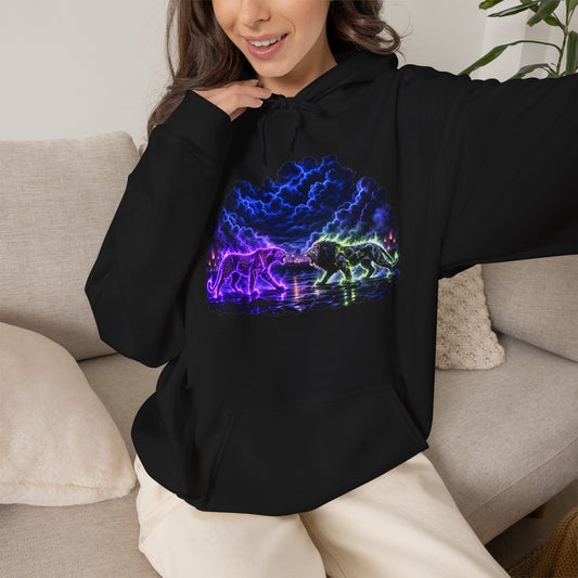 Neon Nebula Predator Clash Graphic Graphic Hoodie