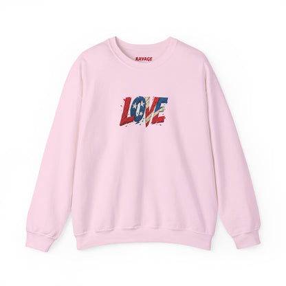 Patriotic Love Sweatshirt | Unisex Crewneck, Cozy Top for Celebrations, Gifts, Independence Day, Casual Style, Everyday Comfort