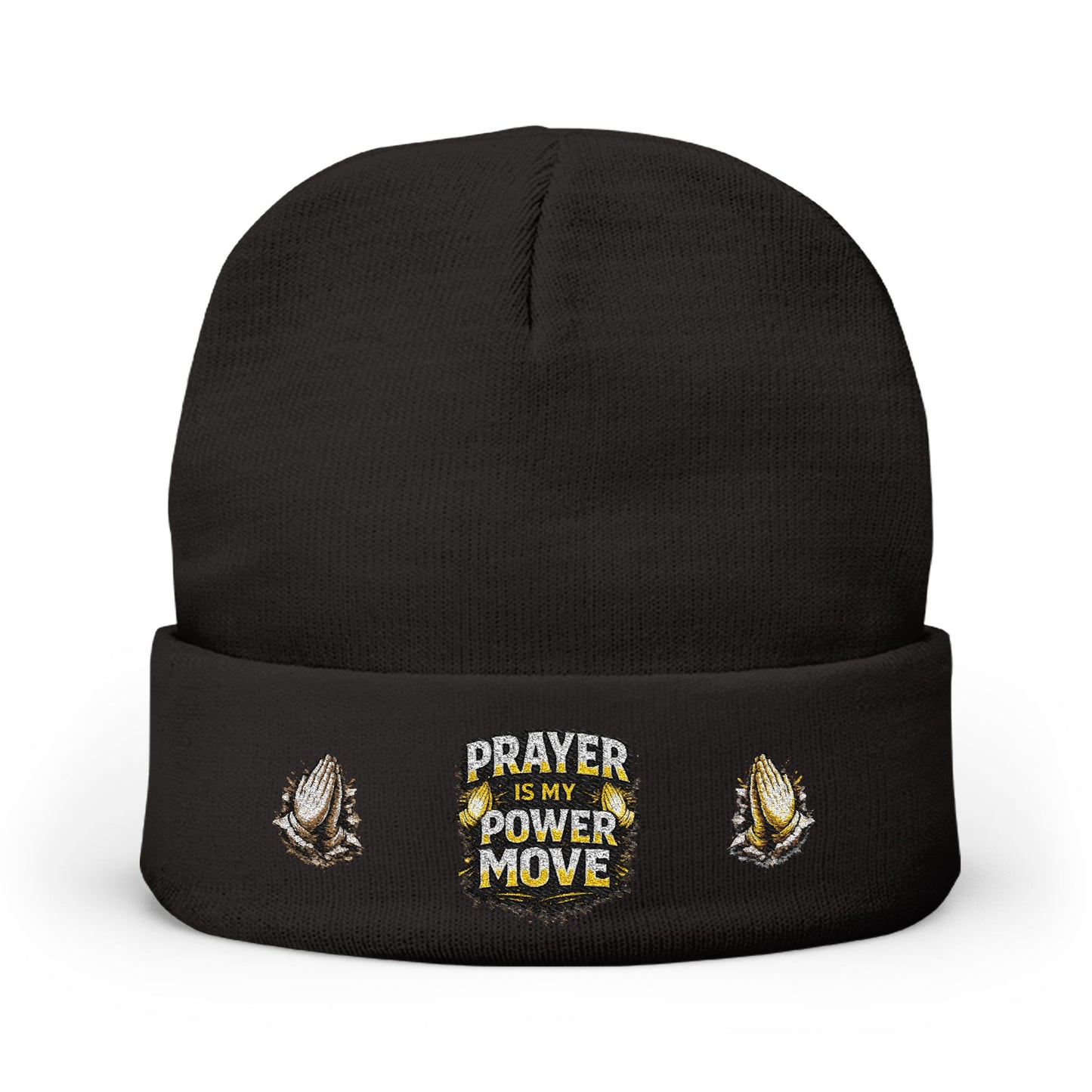Prayer Is My Power Move Beanie — Knit Embroidered Winter Hat