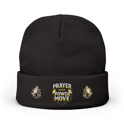 Prayer Is My Power Move Beanie — Knit Embroidered Winter Hat