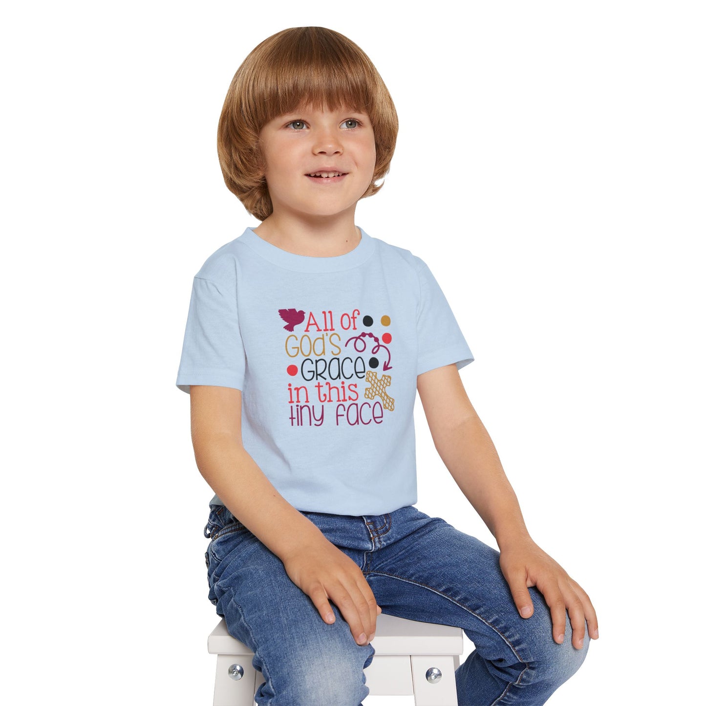 Toddler T-Shirt — "All of God's Grace in This Tiny Face" Cute Faith Baby Tee