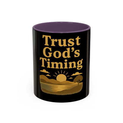 Trust God's Timing Christian Coffee Mug – Inspirational Accent Cup (11oz & 15oz), Faith-Based Gift for Coffee & Tea Lovers
