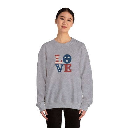 Patriotic Love Sweatshirt | Unisex Crewneck, Cozy Top for Celebrations, Gifts, Independence Day, Casual Style, Everyday Comfort