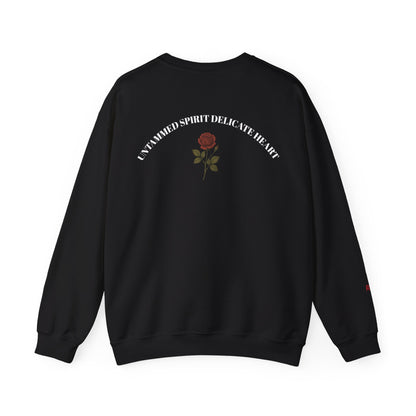 Black Tiger & Rose Graphic Sweatshirt, Unisex Cotton Sweatshirt, Casual Wear, Nature Inspired Gift, Statement Sweatshirt, Festival Apparel