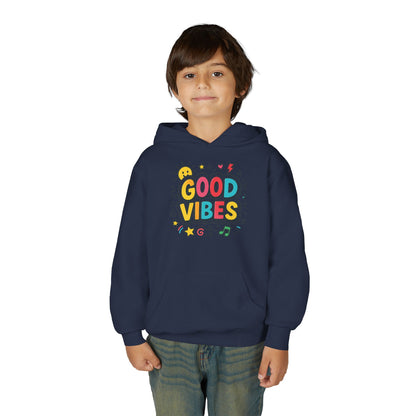 Kids Good Vibes Hoodie – Fun Graphic Sweatshirt with Positive Message, Cozy Casual Outfit, Birthday Gift for Children