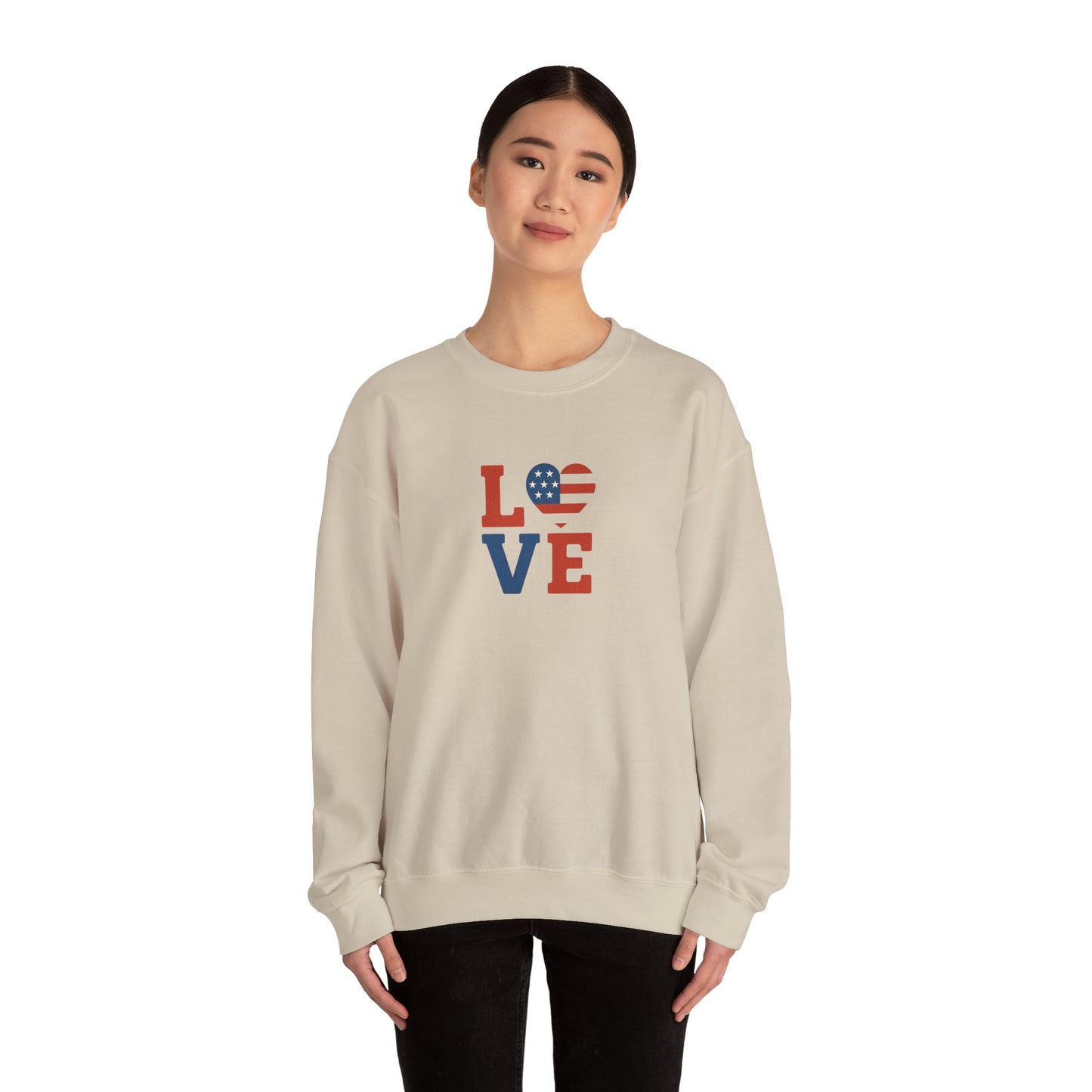Patriotic Love Sweatshirt | Unisex Crewneck, Cozy Top for Celebrations, Gifts, Independence Day, Casual Style, Everyday Comfort