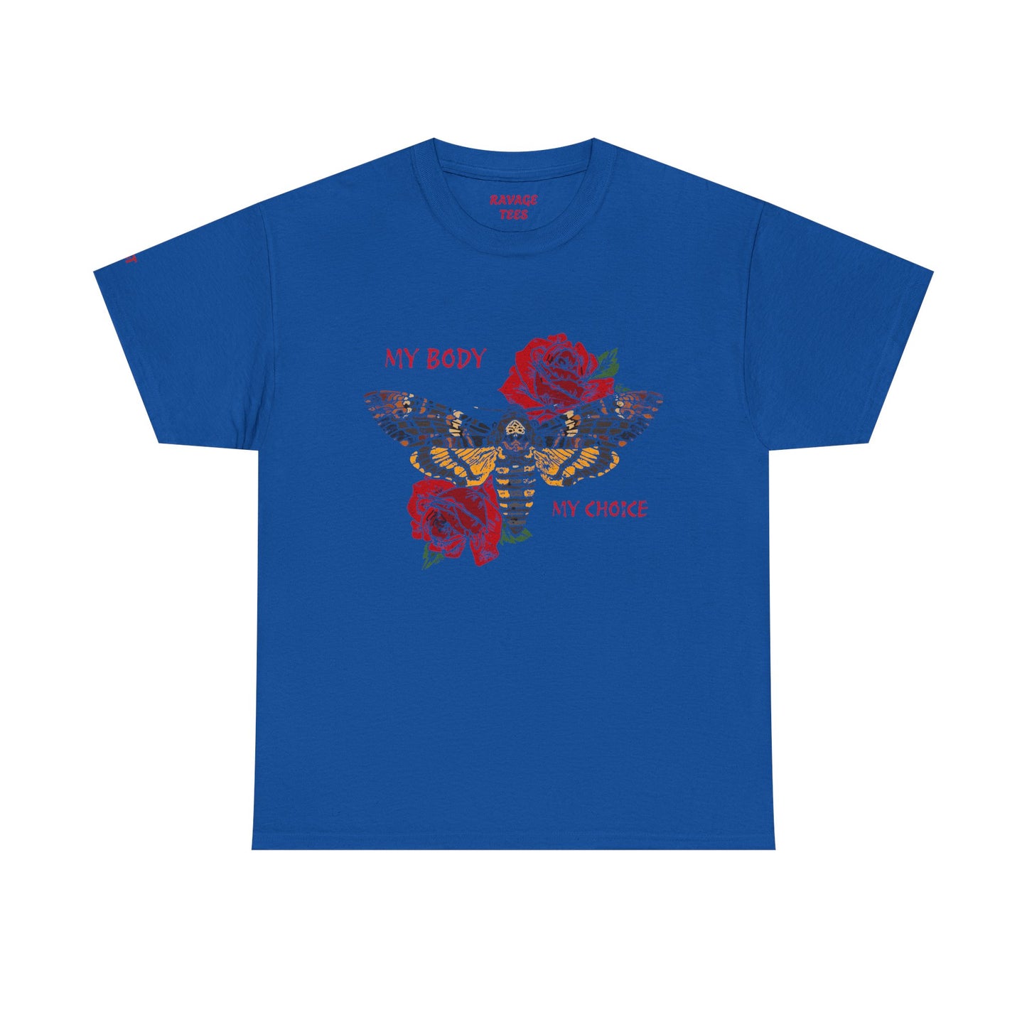 Your Body Your Choice Tee with Butterfly & Rose Design